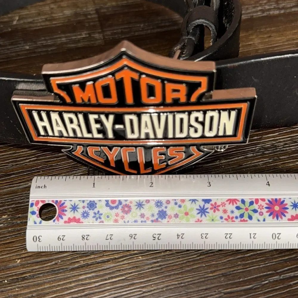 Harley Davidson Black Leather Belt & Buckle